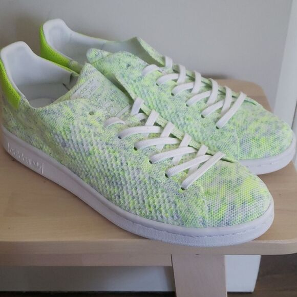 New Adidas Stan Smith Primeknit Running Neon Sneaker Men Size 9 - Picture 9 of 13